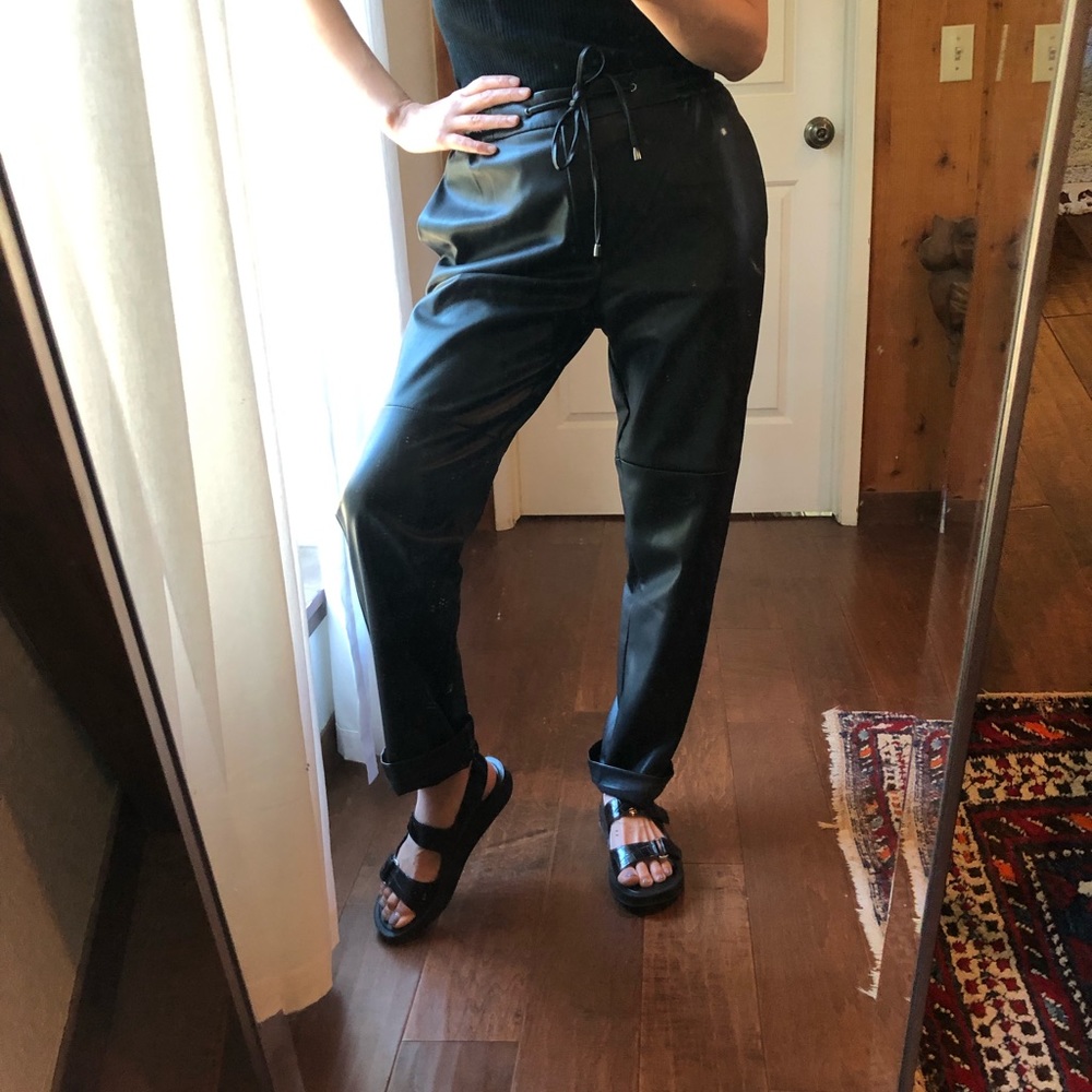 Mango faux leather jogger pants